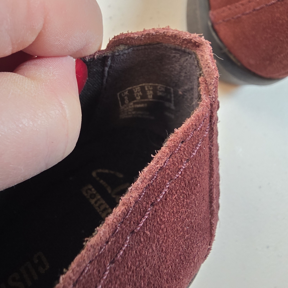 Clarks Elegant Maroon Suede Loafers - Picture 6 of 9